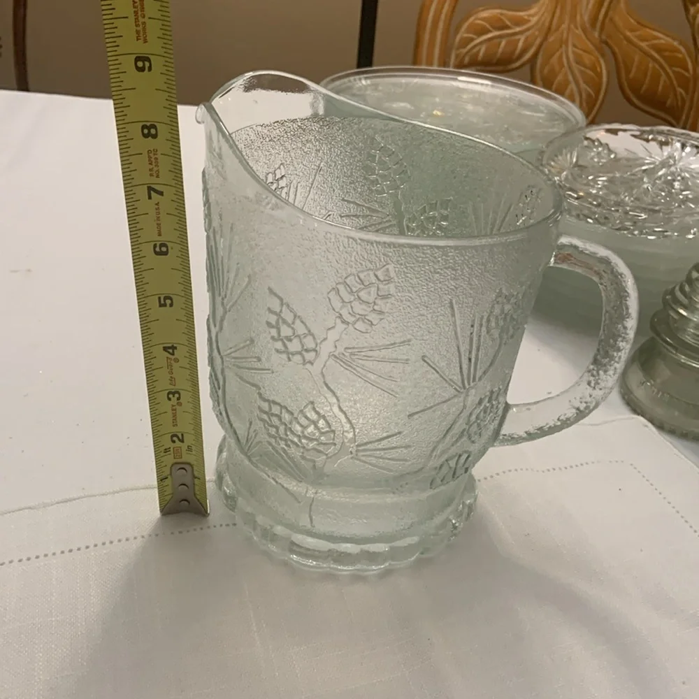 Vintage Tiara Glass Pitcher Ponderosa Pine - Picture 7 of 8
